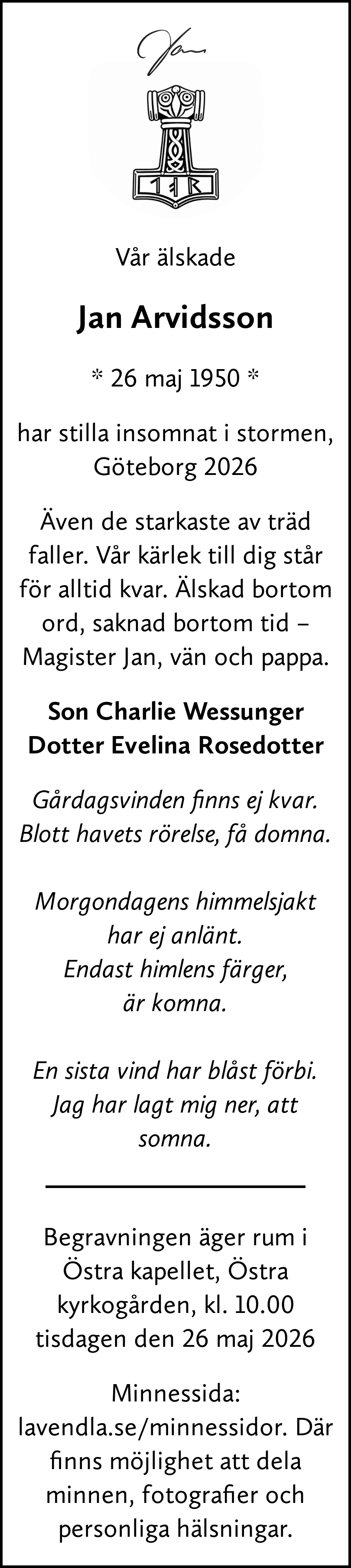 Dödsannons för Jan