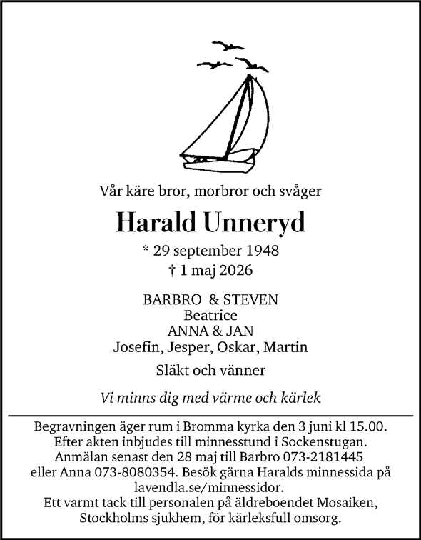 Dödsannons för Harald