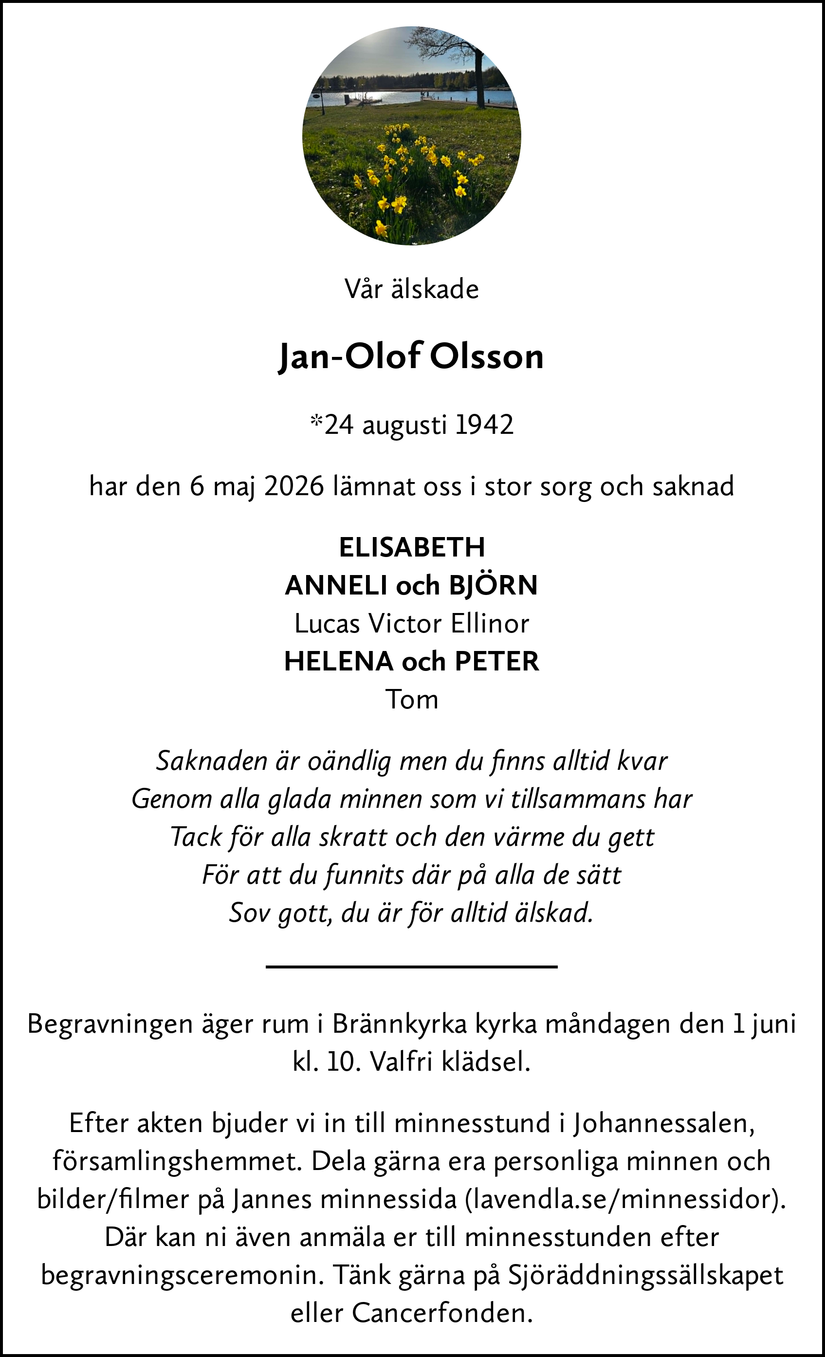 Dödsannons för Jan-Olof