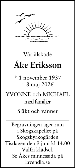 Dödsannons för Åke