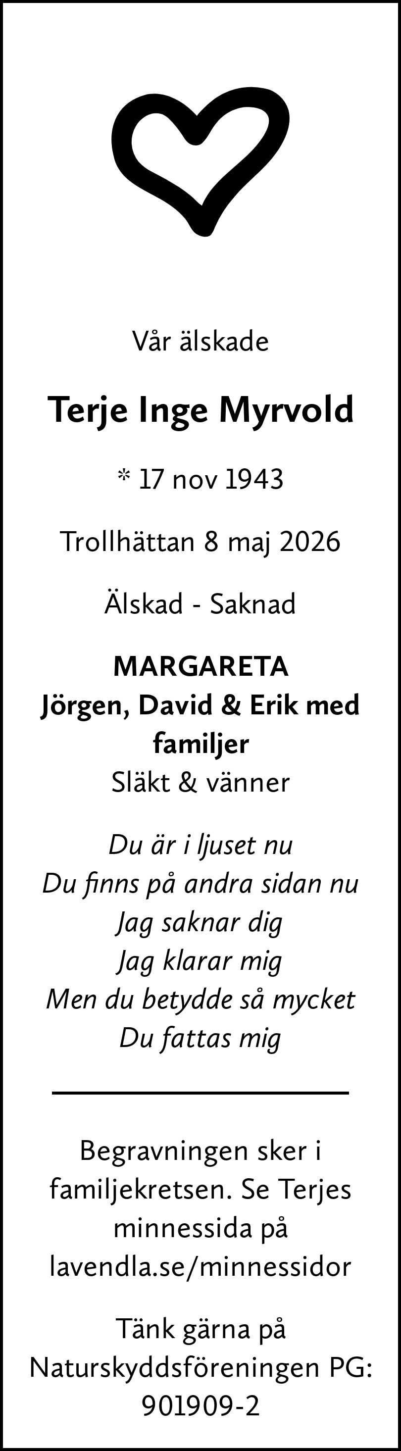 Dödsannons för Terje Inge
