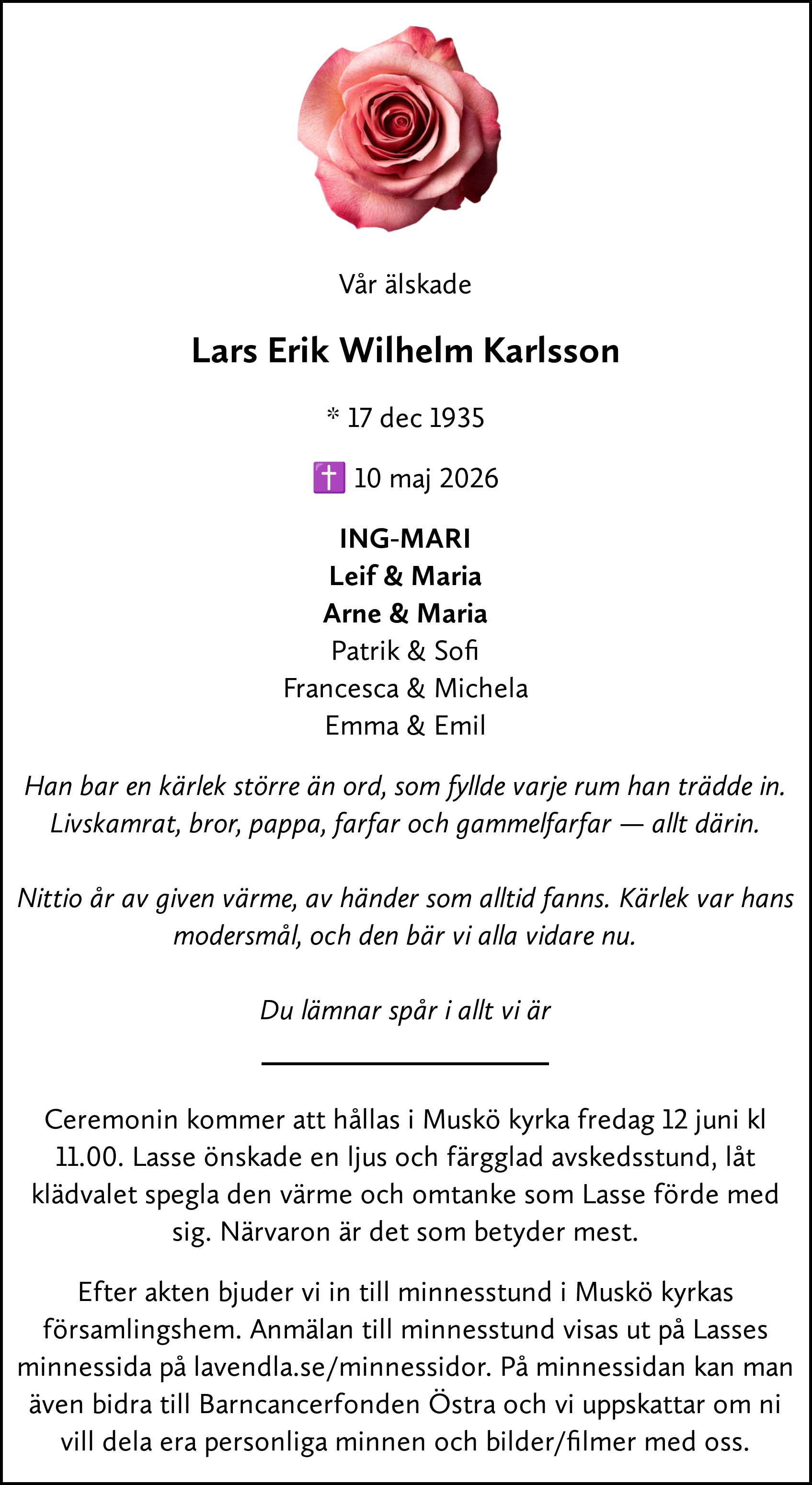 Dödsannons för Lars