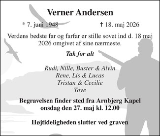 Dødsannonce for Verner