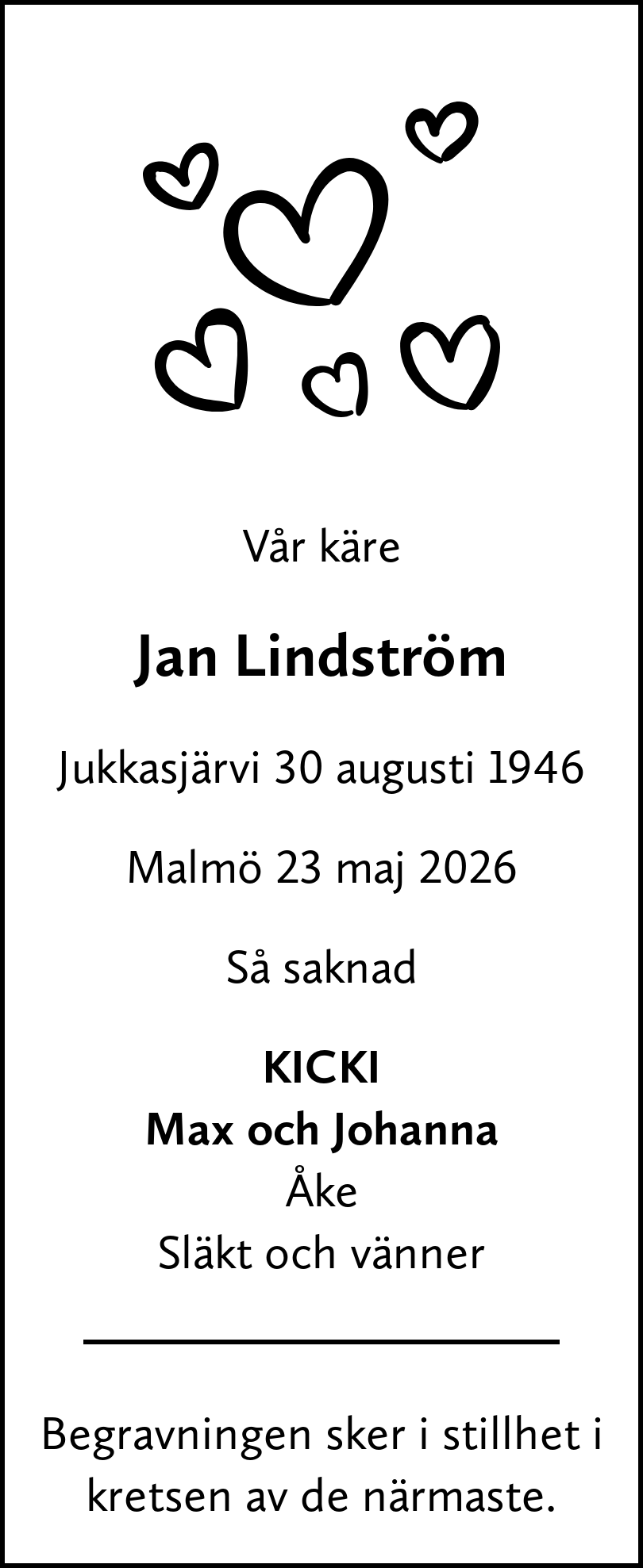 Dödsannons för Jan-Erik
