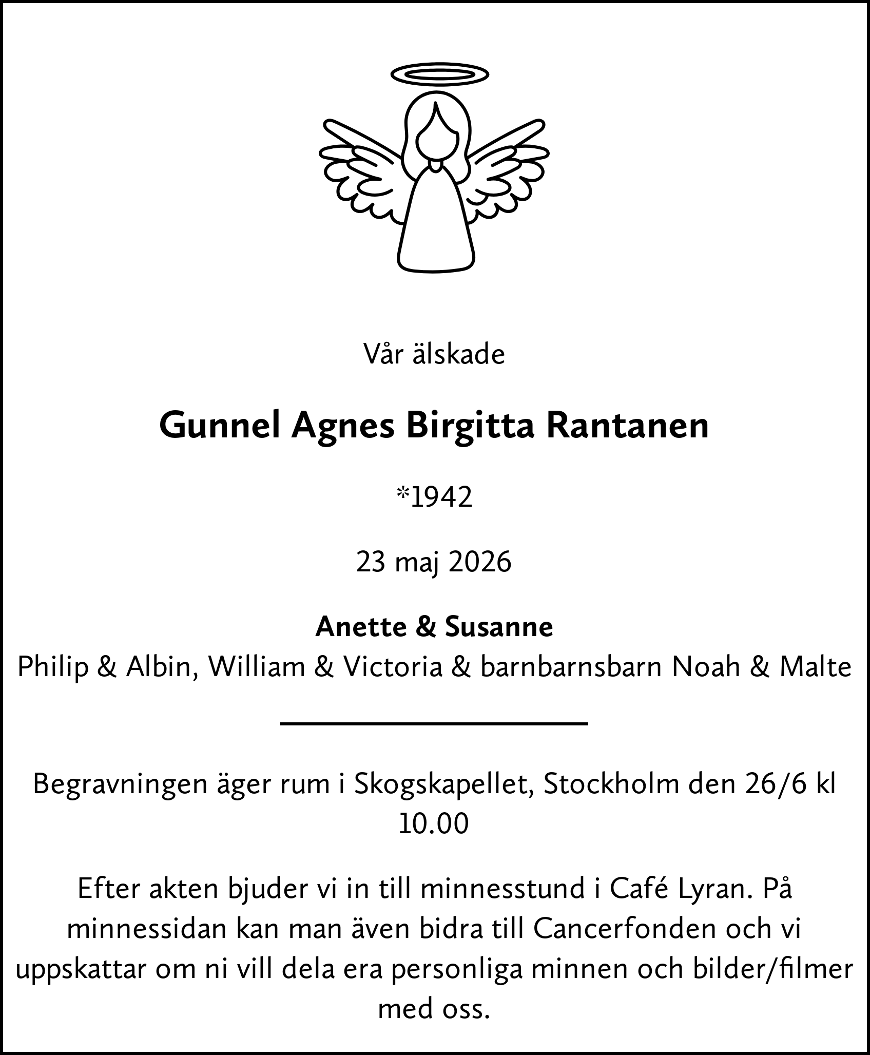 Dödsannons för Gunnel