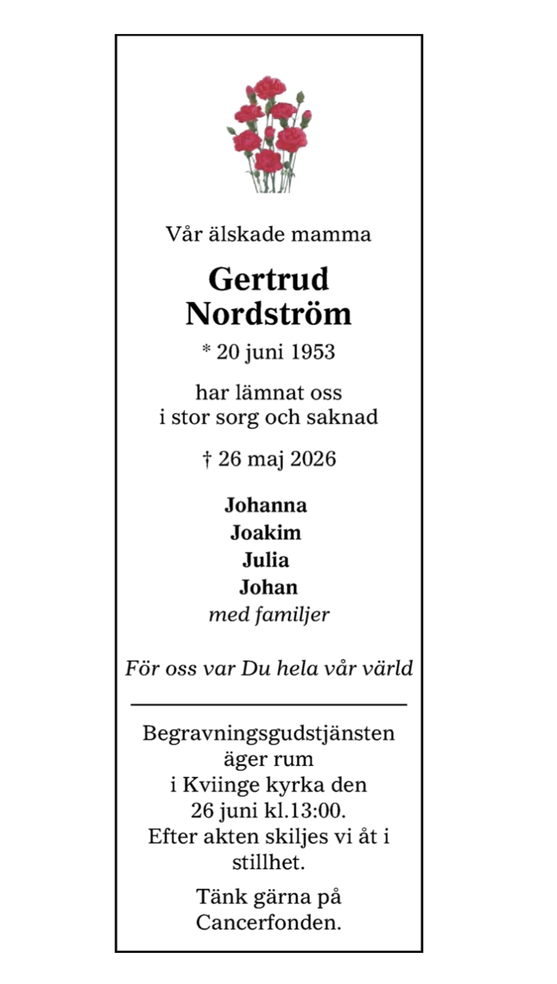 Dödsannons för Gertrud