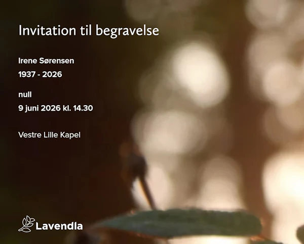 Inbjudningskort till ceremonin för Irene Sørensen