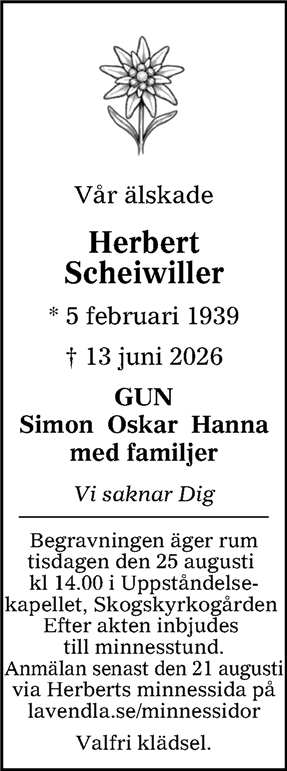 Dödsannons för Herbert
