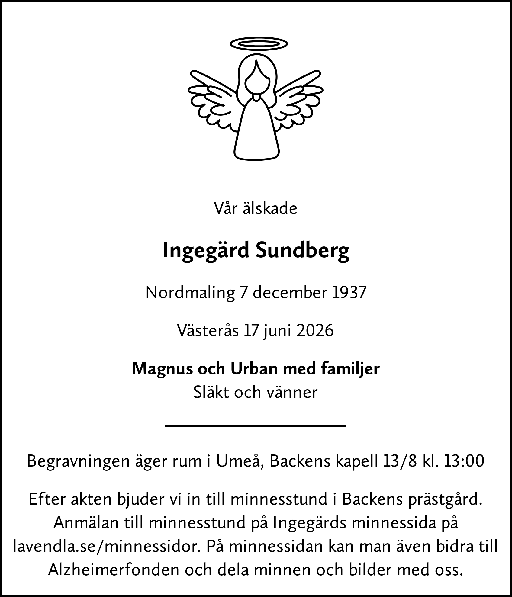 Dödsannons för Ingegärd