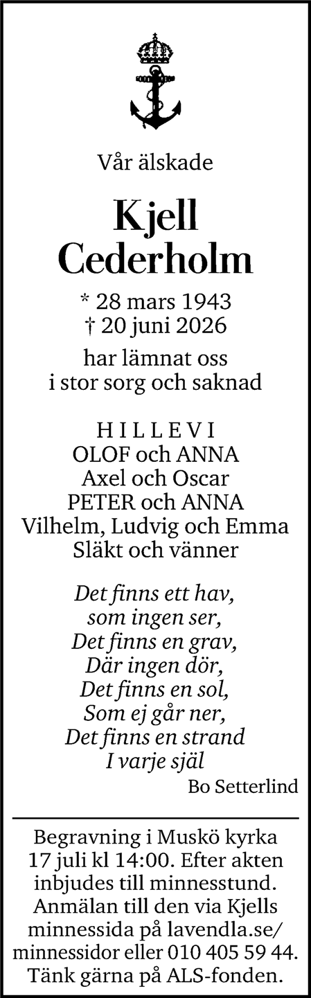 Dödsannons för Kjell