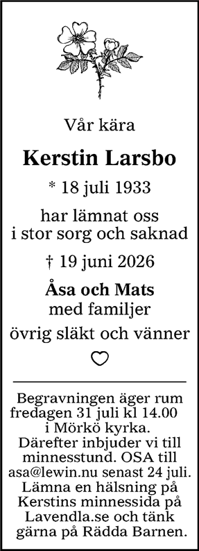 Dödsannons för Kerstin