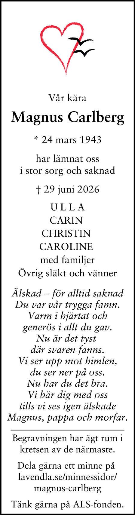 Dödsannons för Magnus