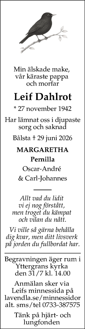 Dödsannons för Leif