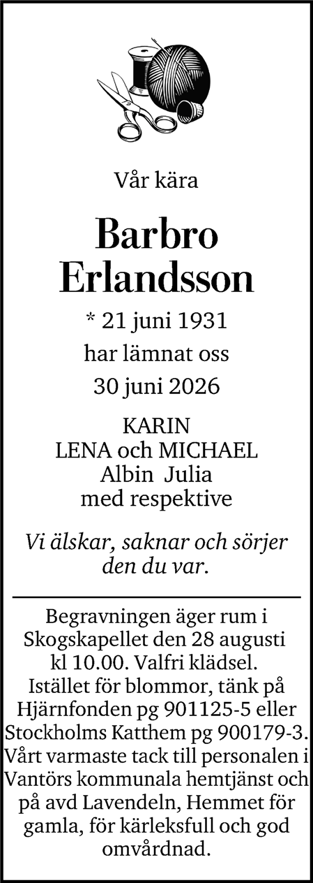 Dödsannons för Barbro