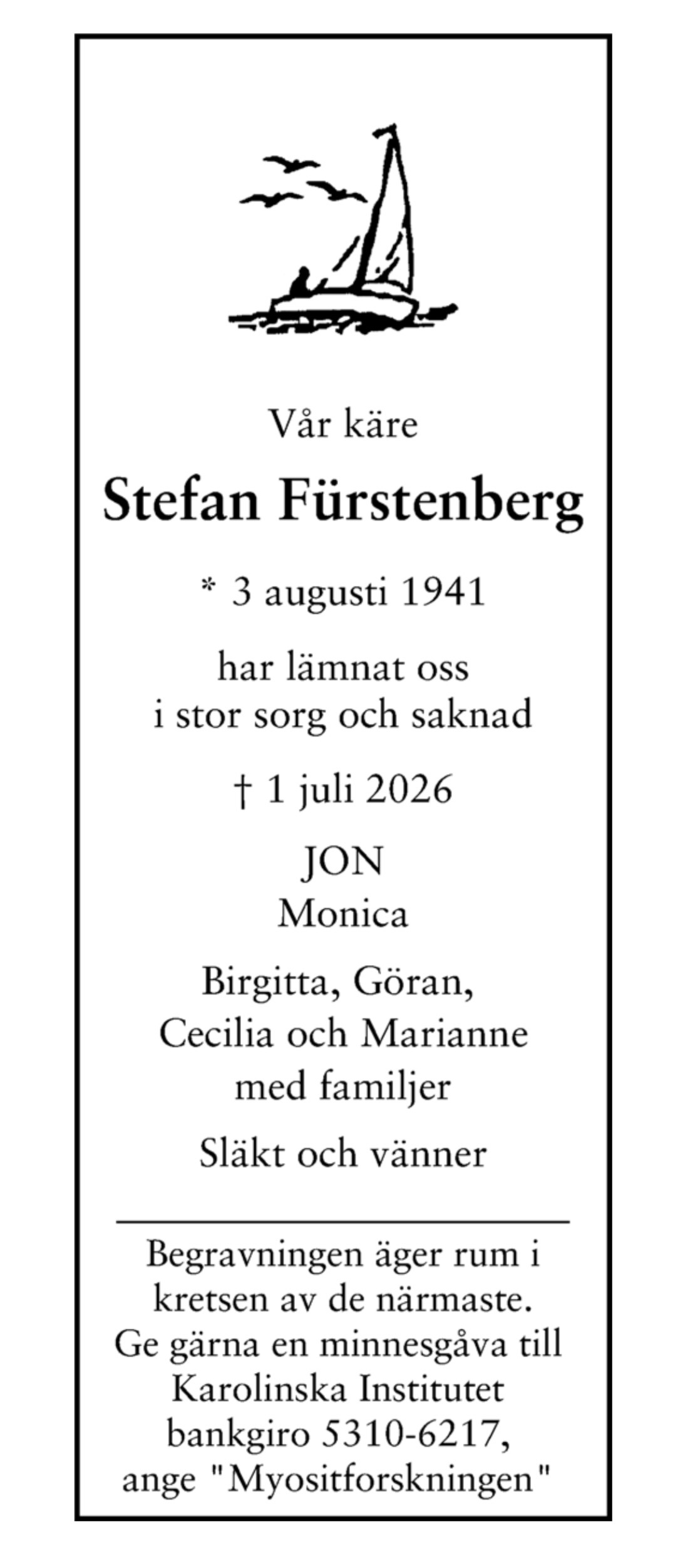 Dödsannons för Stefan