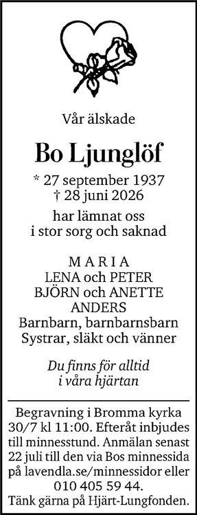 Dödsannons för Bo