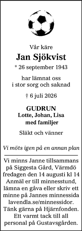 Dödsannons för Janne