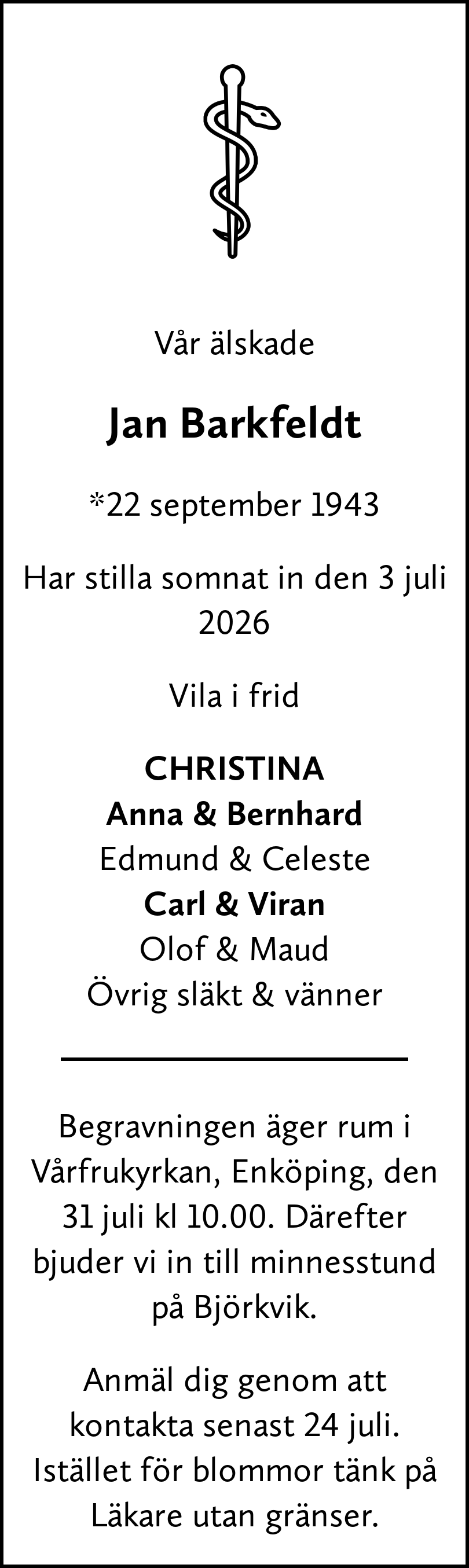Dödsannons för Jan