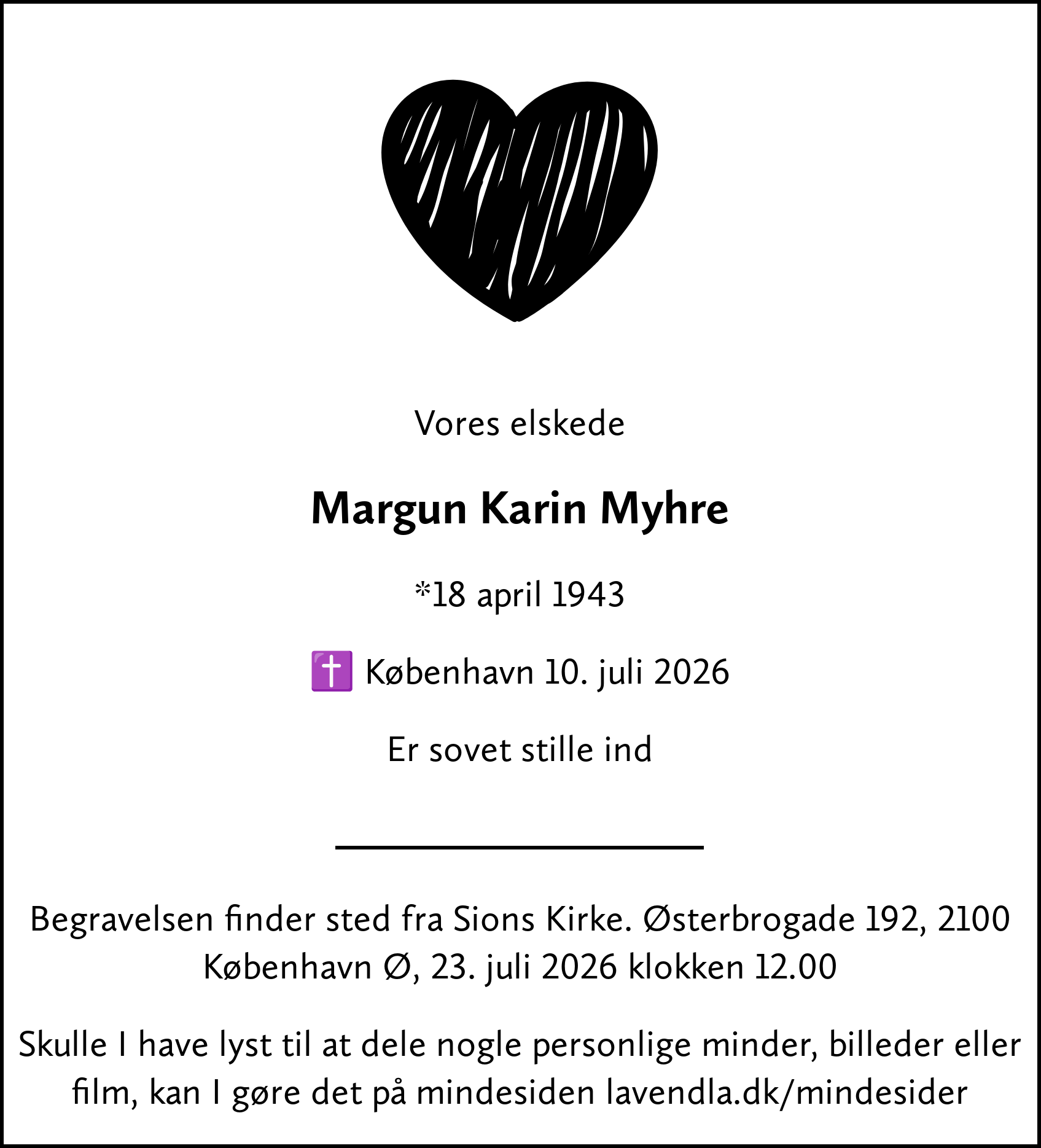 Dødsannonce for Margun Karin