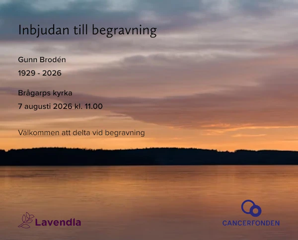 Inbjudningskort till ceremonin för Gunn Brodén
