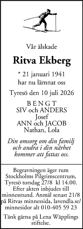 Dödsannons för Ritva
