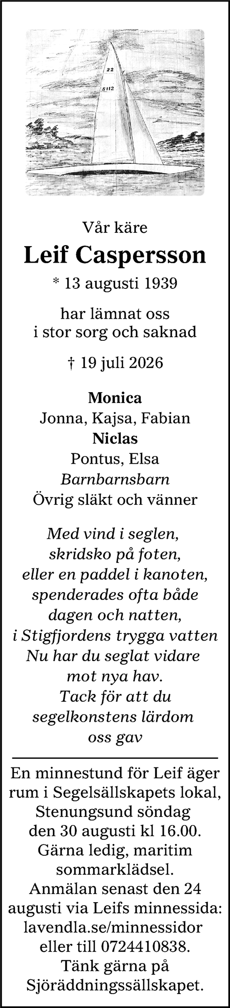Dödsannons för Leif