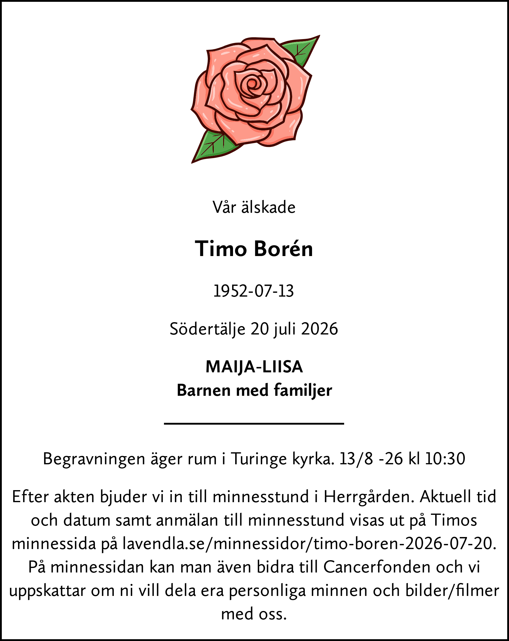 Dödsannons för Timo