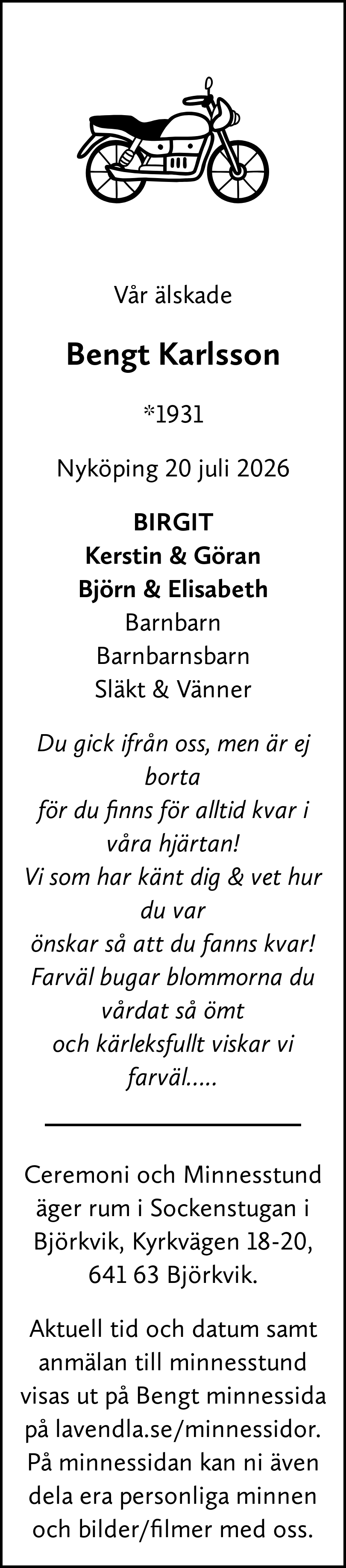Dödsannons för Bengt