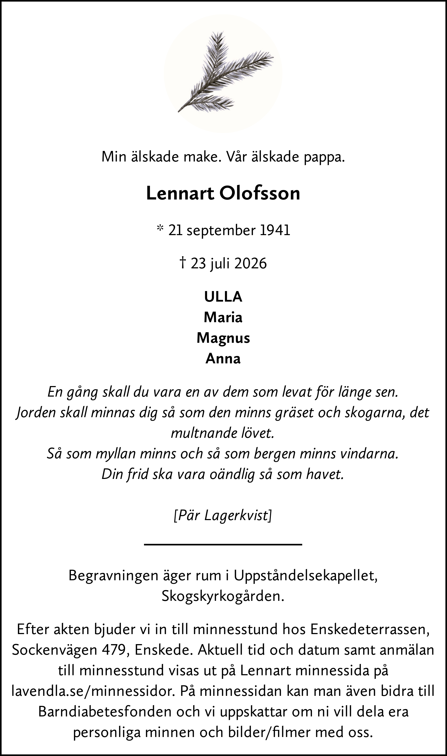 Dödsannons för Lennart