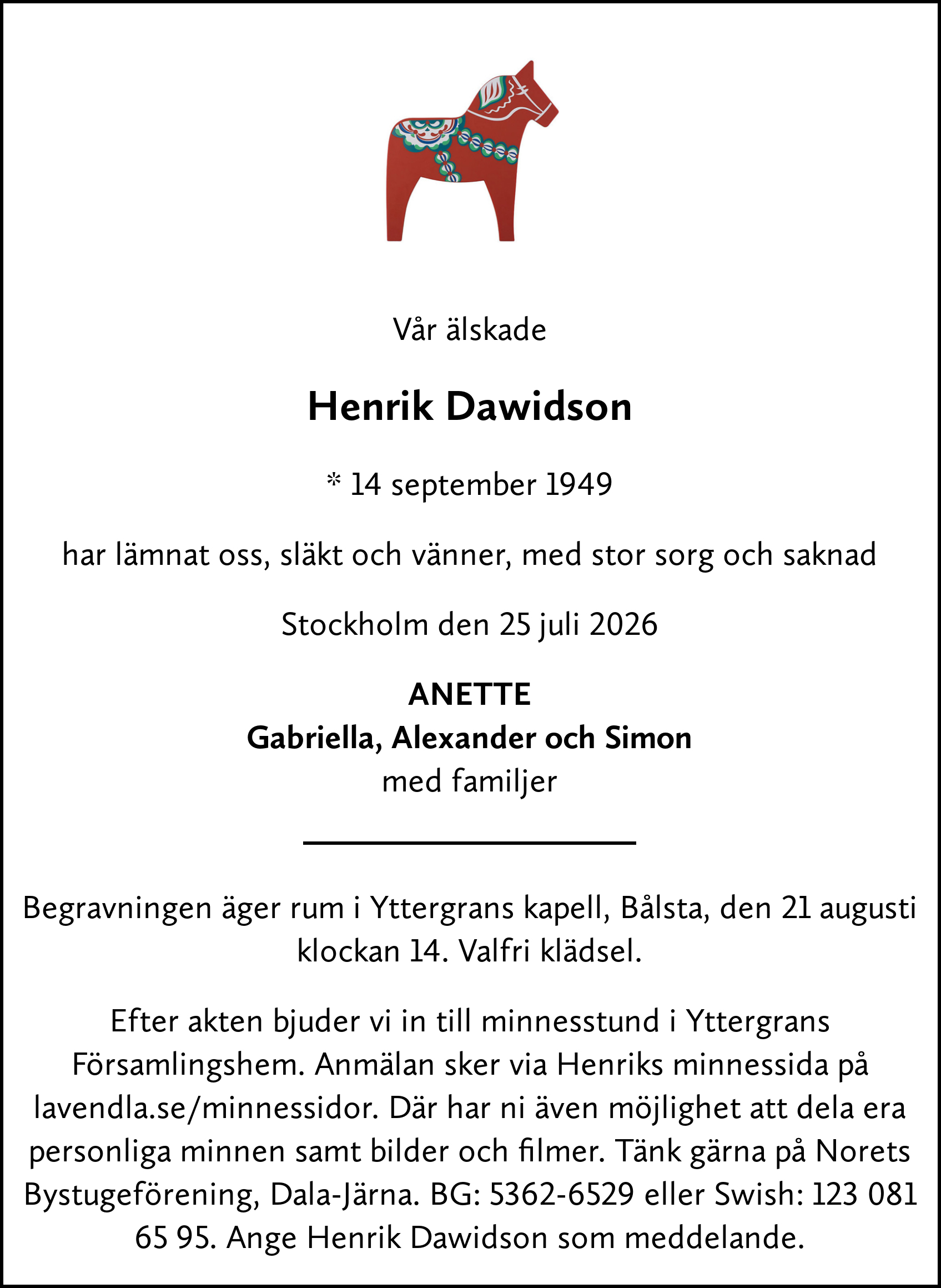 Dödsannons för Henrik