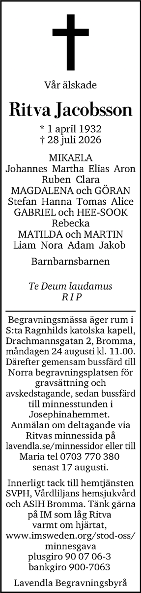 Dödsannons för Ritva